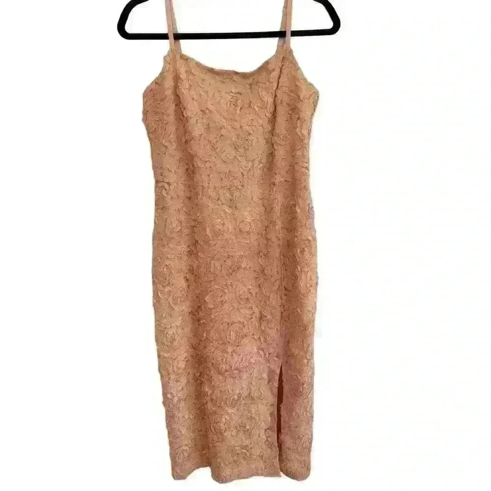 Women's CHRISTIAN SIRIANO New York OrangeTextured Spaghetti Strap Dress. Size 6